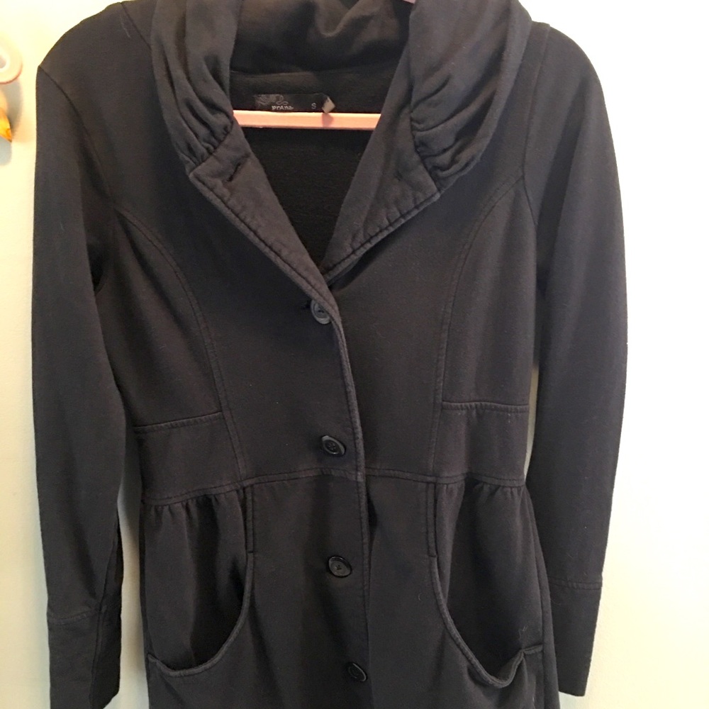 Prana size S long button up cotton jacket